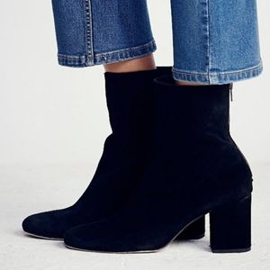 Free People Cecile Ankle Boot Suede Black Sz 8
